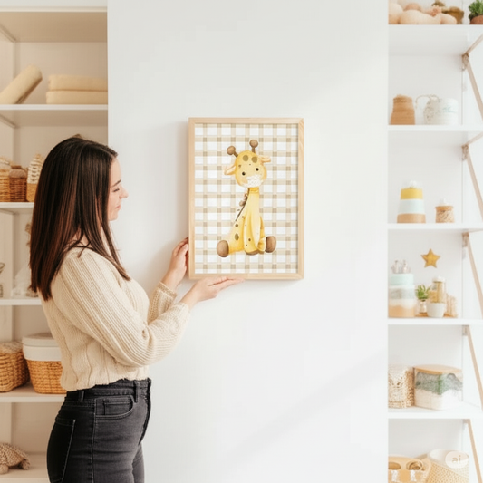 Quadro Quarto Bebê Infantil Girafa Safari
