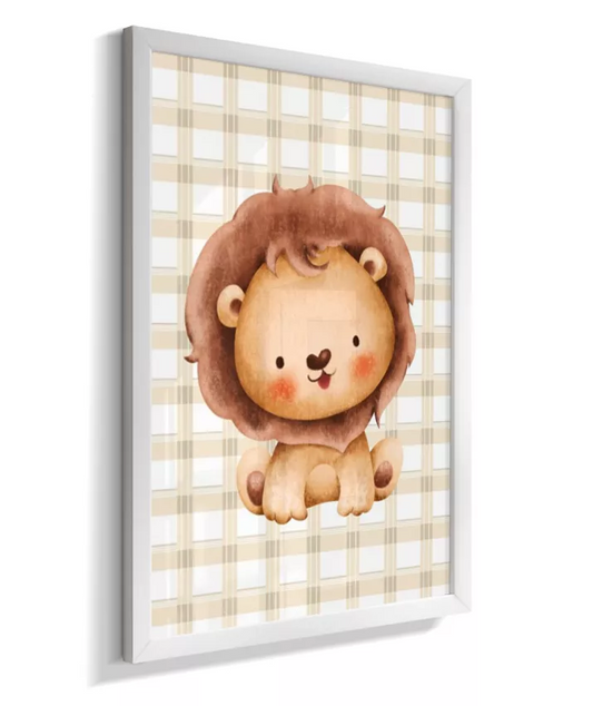 Quadro Quarto Bebê Infantil Leão Safari