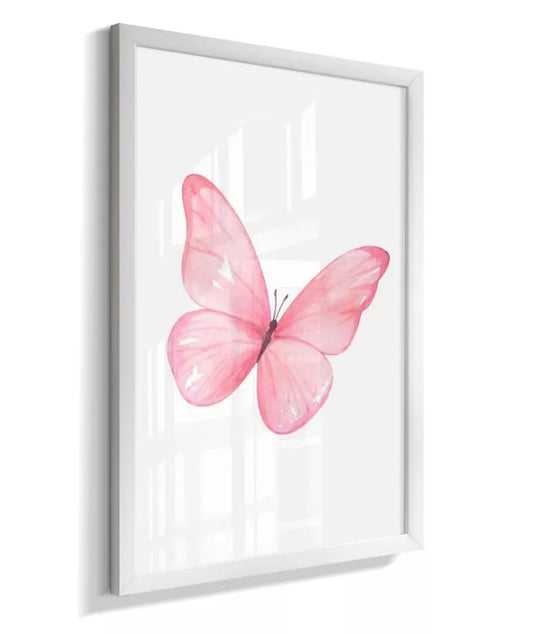 Kit 3 Quadros Decorativos Infantil Quarto Bebê Menina Rosa Flores Borboletas