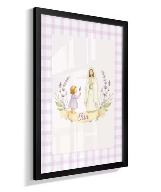 Quadro Infantil Quarto Bebê Menina Lilás Nossa Senhora Personalizado Com Nome