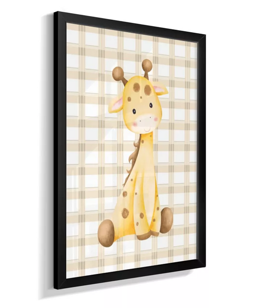 Quadro Quarto Bebê Infantil Girafa Safari