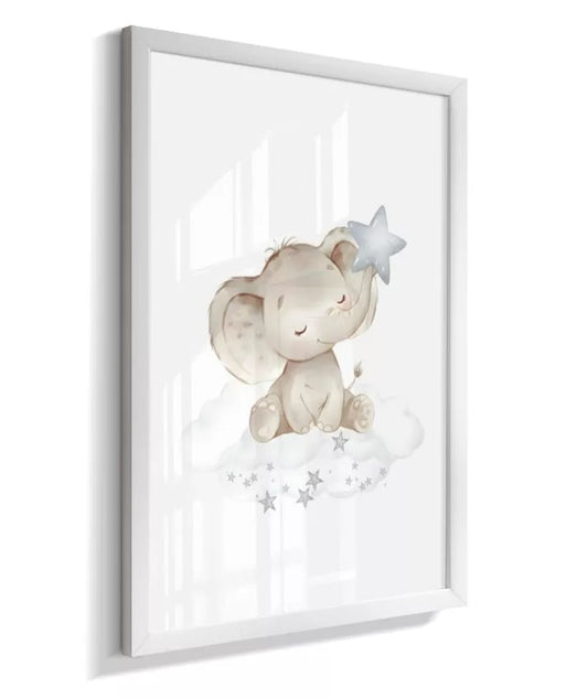 Kit 3 Quadros Decorativos Infantil Quarto Bebê Azul Safari Baby Ursinho