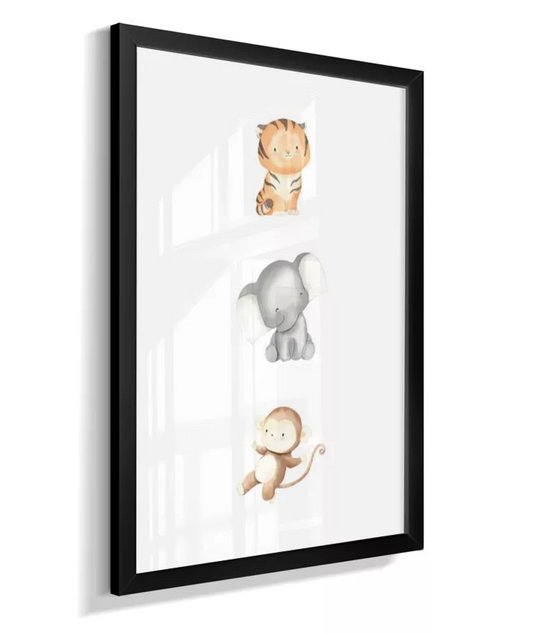 Quadro Infantil Quarto Bebê Animais Safari Minimalista