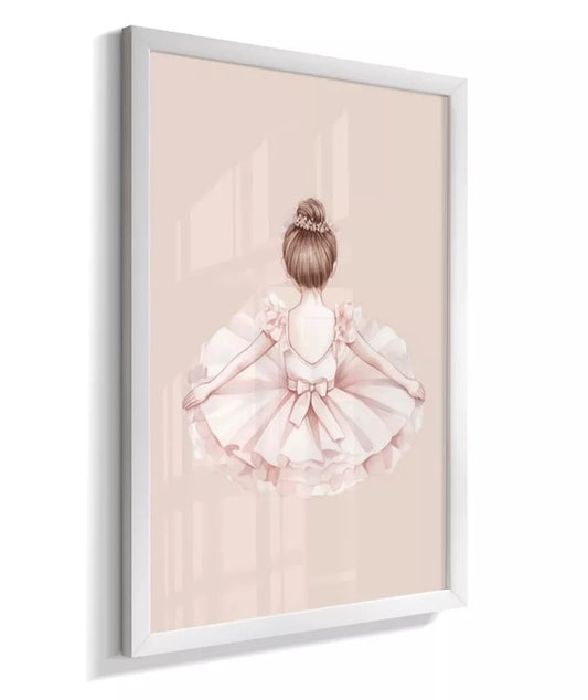 Kit 2 Quadros Infantil Quarto Bebê Menina Bailarina Ballet Personalizado Nome e Inicial