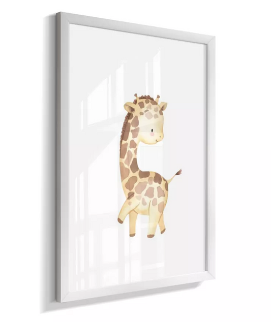 Quadro Infantil Quarto Bebê Girafa Safari Minimalista