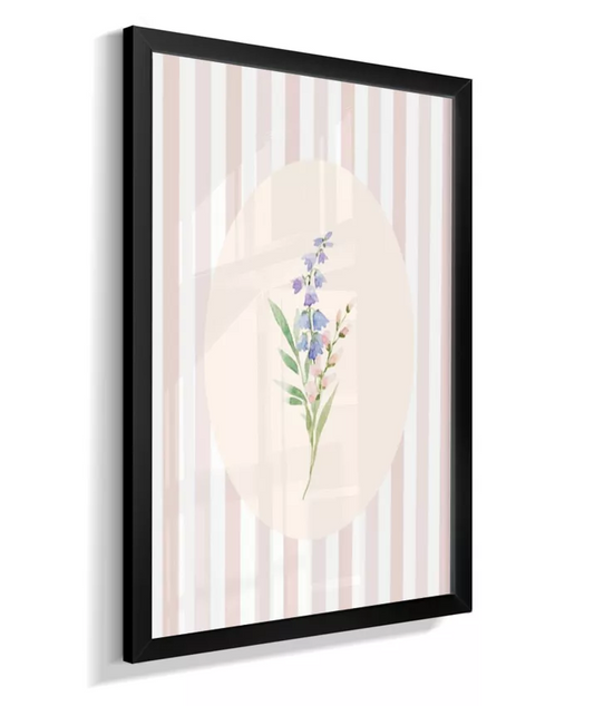 Quadro Infantil Quarto Bebê Menina Floral Flores Listras Rosa