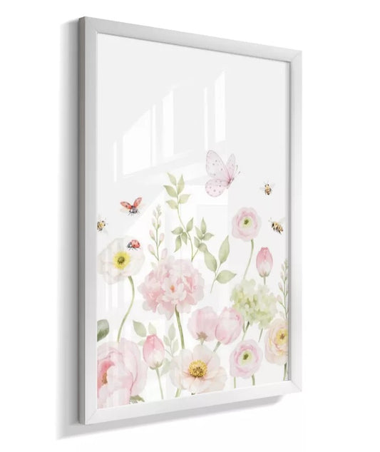 Kit 2 Quadros Decorativos Infantil Quarto Bebê Menina Floral Personalizado Com Nome