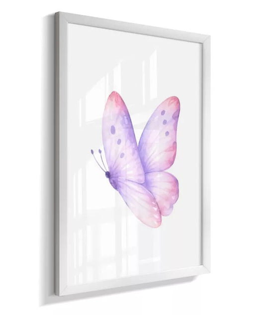 Kit 2 Quadros Decorativos Infantil Quarto Bebê Menina Flores e Borboletas