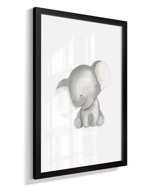 Quadro Infantil Quarto Bebê Elefante Safari Minimalista