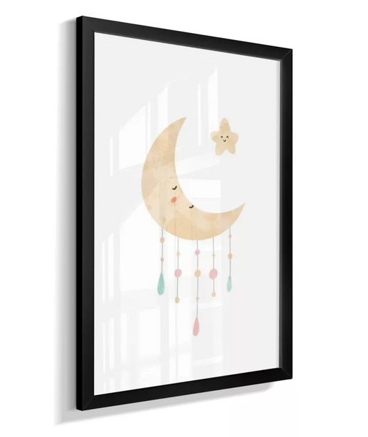 Quadro Decorativo Infantil Lua e Estrela