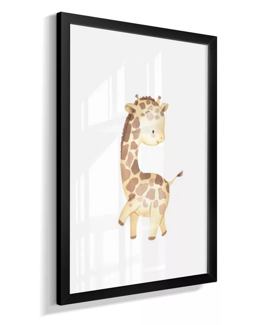 Quadro Infantil Quarto Bebê Girafa Safari Minimalista
