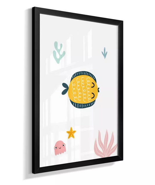 Quadro Quarto Bebê Infantil Peixe Fundo do Mar