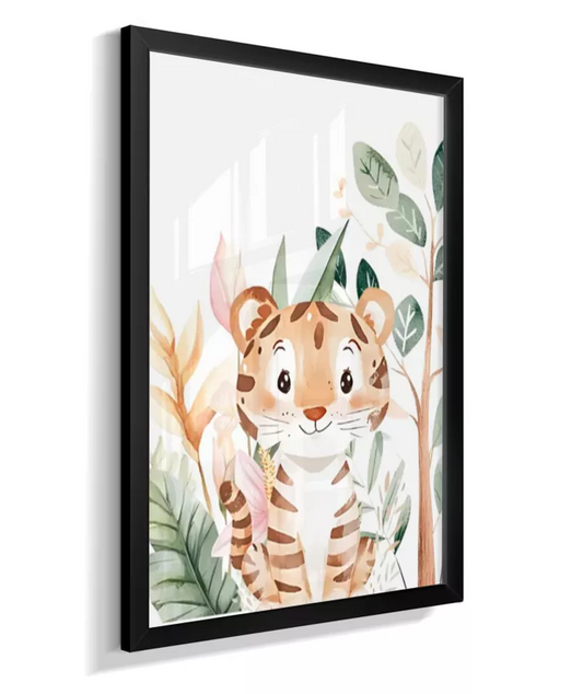 Quadro Infantil Decorativo Quarto Bebê Safari Tigre