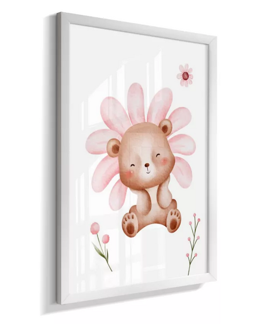 Quadro Quarto Bebê Infantil Ursinha Floral II
