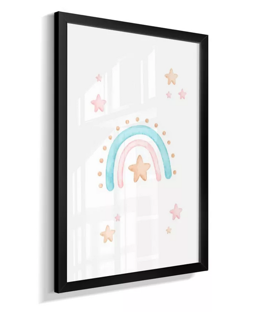 Quadro Quarto Bebê Infantil Arco-Íris de Estrelas