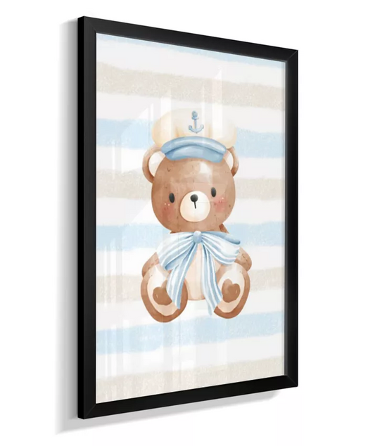 Quadro Infantil Decorativo Quarto Bebê Ursinho Marinho