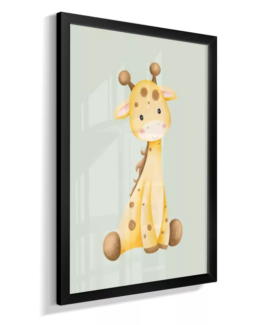 Quadro Decorativo Infantil Girafa Safari Verde