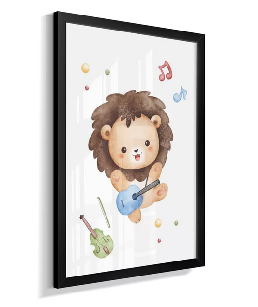 Quadro Quarto Bebê Infantil Leão Musical