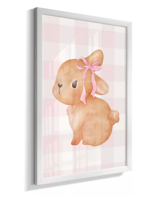 Quadro Quarto Bebê Infantil Coelha Laço