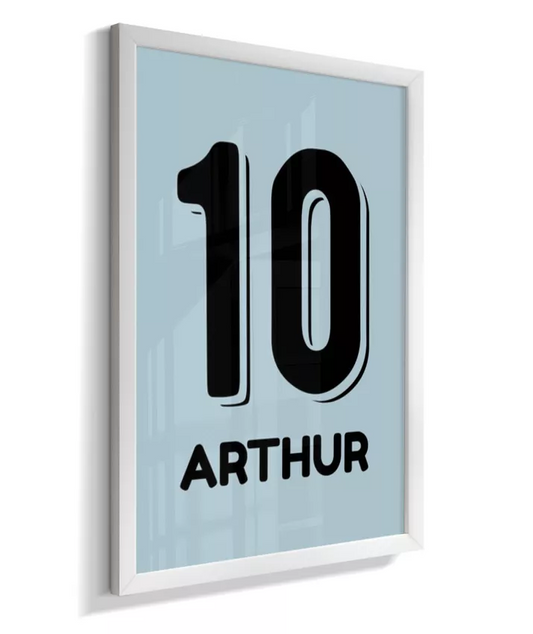Quadro Infantil Quarto Menino Camisa Futebol Personalizado Número e Nome
