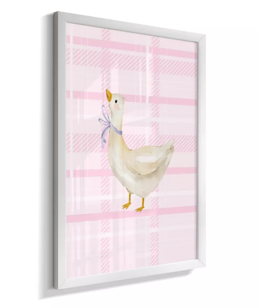 Quadro Infantil Decorativo Patinha Xadrez Rosa
