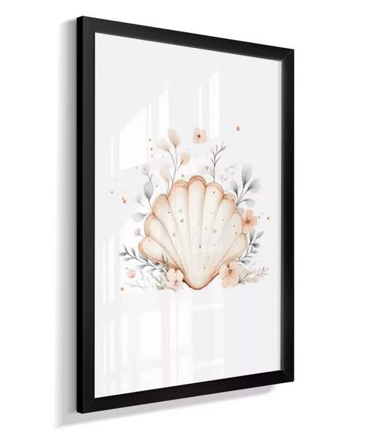 Quadro Infantil Decorativo Fundo do Mar Floral Concha