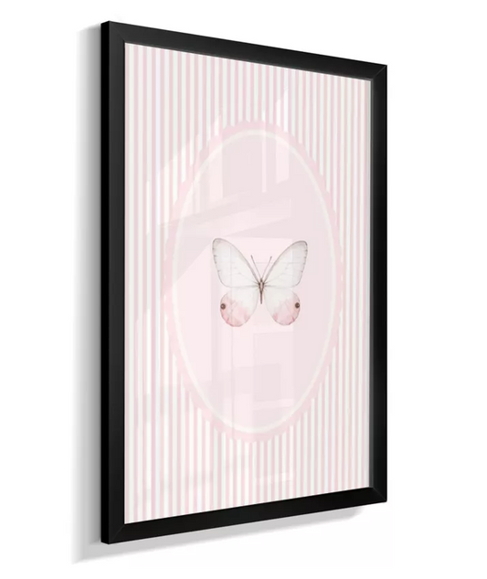 Quadro Decorativo Infantil Quarto Bebê Menina Rosa Borboleta Delicado
