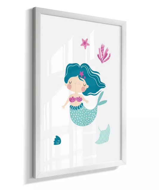 Quadro Infantil Quarto Bebê Sereia Verde