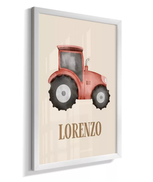 Quadro Infantil Quarto Bebê Trator Fazendinha Personalizado Nome