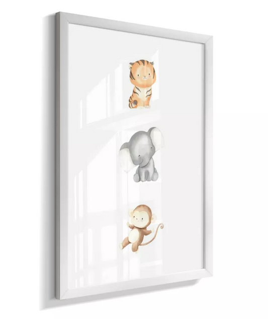 Quadro Infantil Quarto Bebê Animais Safari Minimalista
