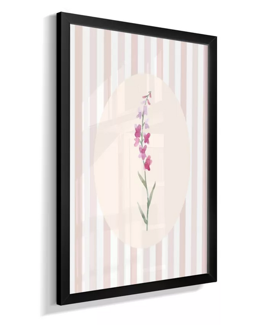 Quadro Infantil Quarto Bebê Menina Floral Flores Listras Rosa