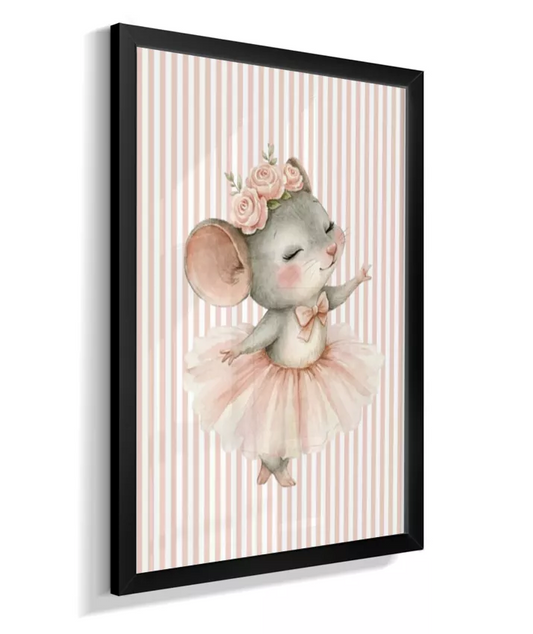Quadro decorativo Infantil Quarto Bebê Menina Rosa Coelhinha Bailarina