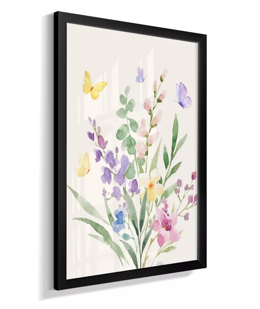 Quadro Infantil Quarto Bebê Menina Flores e Borboletas