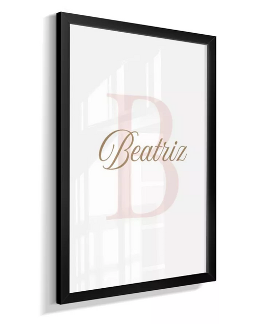 Quadro Decorativo Infantil Personalizado Nome e Inicial Rosa