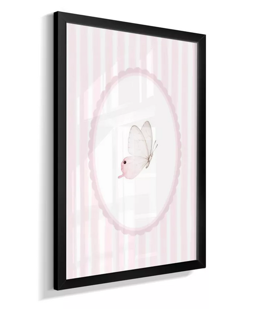 Quadro Decorativo Infantil Quarto Bebê Menina Rosa Borboleta