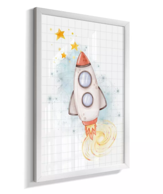 Quadro Infantil Decorativo Quarto Menino Astonaura Foguete