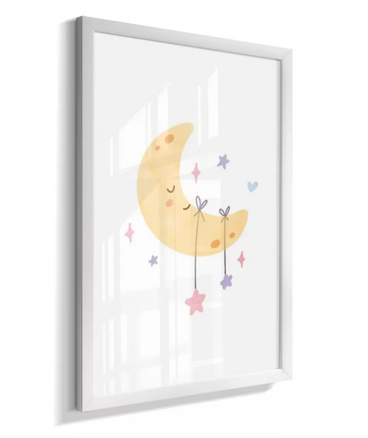 Quadro Quarto Bebê Infantil Lua e Estrelas