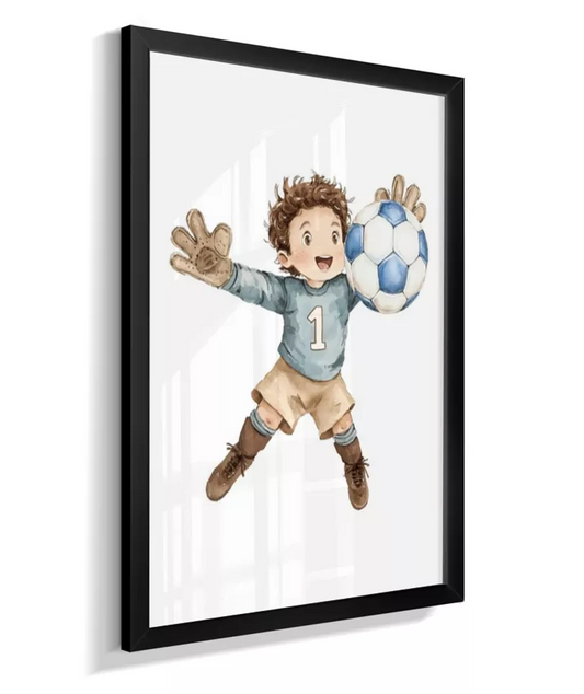 Quadro Infantil Menino Goleiro Futebol