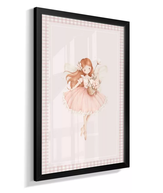 Quadro Infantil Bailarina Camponesa Rosa