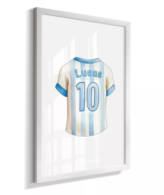 Quadro Decorativo Infantil Camiseta Menino Futebol Personalizada Com Nome
