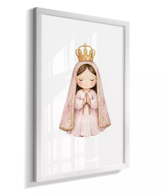 Quadro Decorativo Infantil Nossa Senhora Manto Rosa