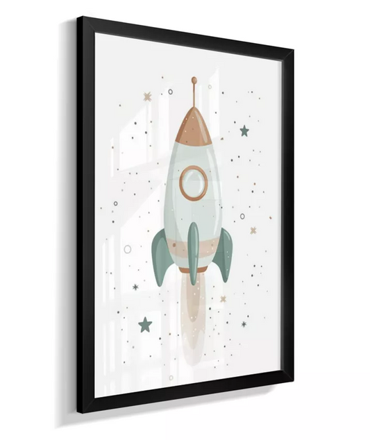 Quadro Decorativo Infantil Quarto Bebê Menino Foguete