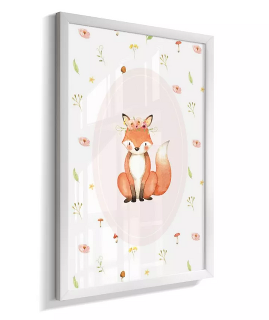 Quadro Quarto Bebê Infantil Raposa Bosque Encantado