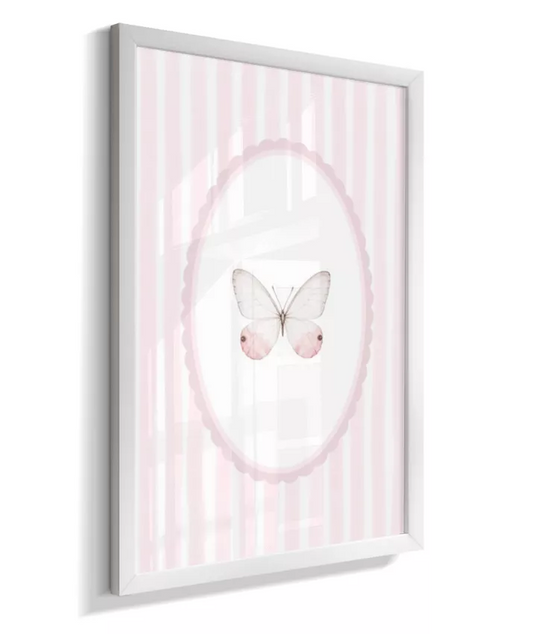 Quadro Decorativo Infantil Quarto Bebê Menina Rosa Delicado Borboleta