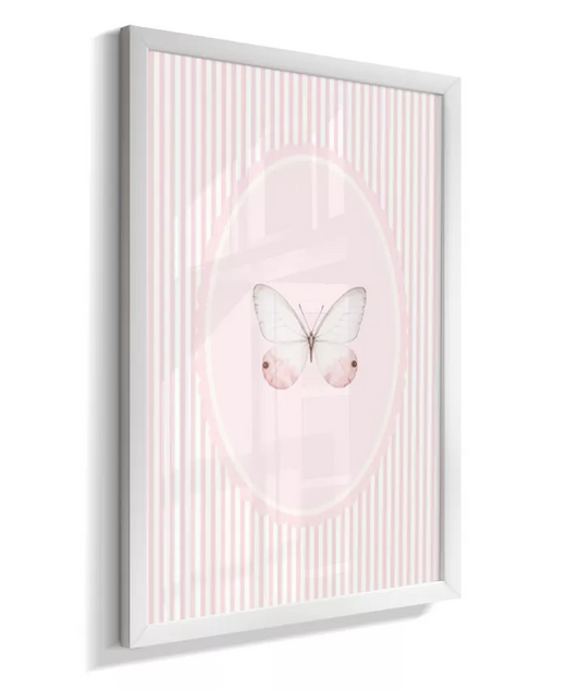 Quadro Decorativo Infantil Quarto Bebê Menina Rosa Borboleta Delicado