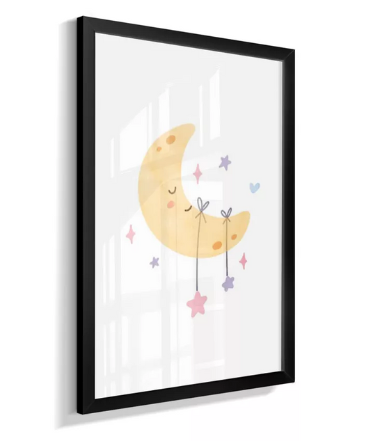 Quadro Quarto Bebê Infantil Lua e Estrelas