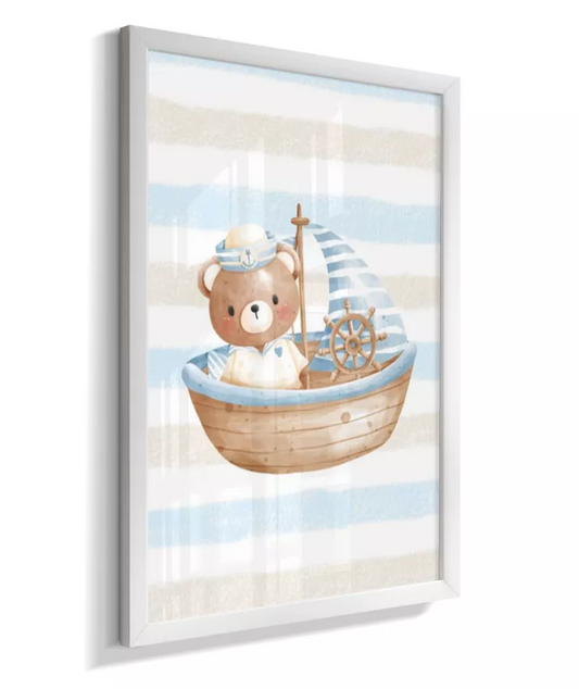 Quadro Infantil Decorativo Quarto Bebê Menino Ursinho Marinheiro