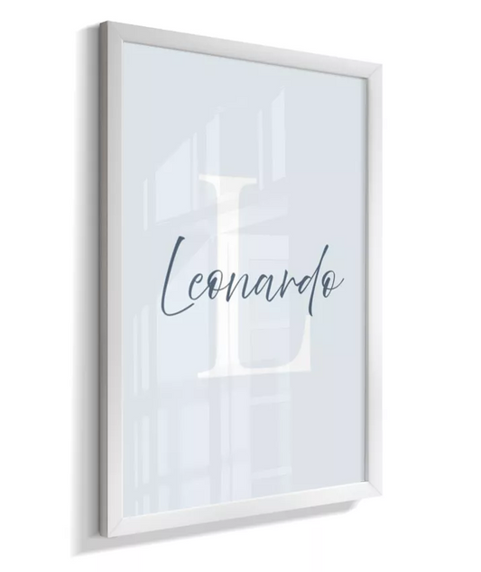 Quadro Infantil Decorativo Quarto Bebê Menino Nome e Inicial