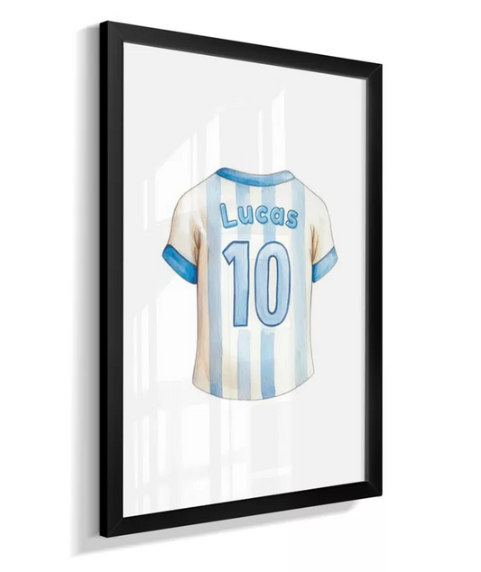 Quadro Decorativo Infantil Camiseta Menino Futebol Personalizada Com Nome