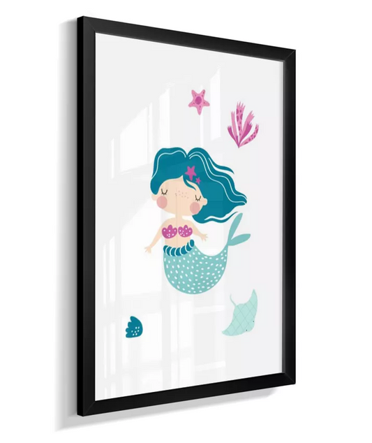 Quadro Infantil Quarto Bebê Sereia Verde
